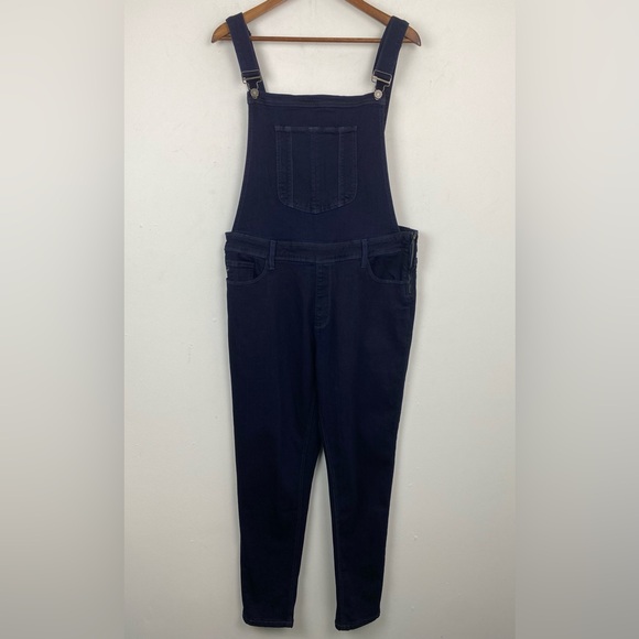 Kancan size XL Women’s Dark Blue Denim Topanga High Rise Ankle Skinny Overalls - Picture 1 of 11